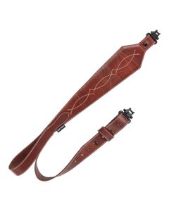 Allen Heritage Western Scallop Brown Leather Rifle Sling With Swivels