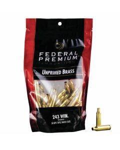 Federal Premium 243 WIN Unprimed Brass Cases - 50 Pack