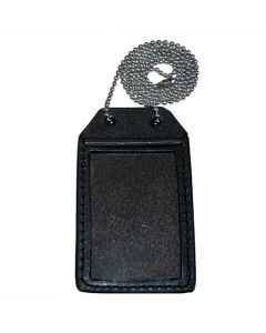 HELLWEG Leather Single Window Identification Card Holder With Neck Chain