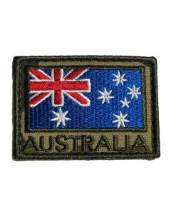 HUSS Auscam Flag Patch Velcro Backed - Olive Australia