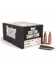Nosler 30 Caliber 308 168GR HPBT Custom Comp Projectiles - 100 Pack