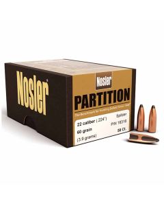 Nosler 22 Caliber 224 60GR Partition Projectiles - 50 Pack