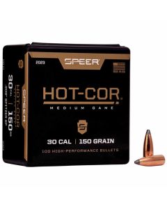 Speer .308 Caliber 150GR Hot-Cor Spitzer Soft Point Medium Game Projectiles - 100 Pack